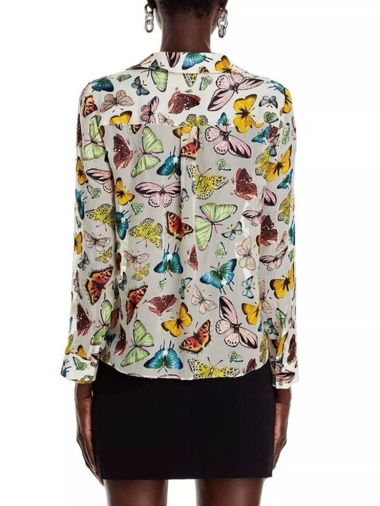 Alice + Olivia Eloise Boundless Butterfly Silk-Blend Blouse Medium NWT $330 - Picture 7 of 14